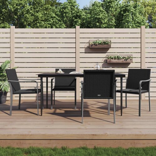 VidaXL Vrtni stoli z blazinami 4 kosi črni 56x59x84 cm poli ratan Slike