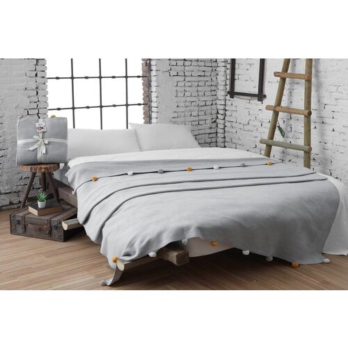 Aberto Design ćebe Pom Pom, 200x220cm, Sivo Slike
