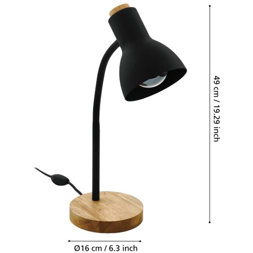 Eglo 98831 - Stona lampa VERADAL 1xE27/40W/230V crna Slike