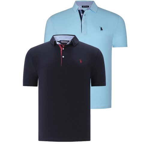 Dewberry DUAL SET T8582 MENS T-SHIRT-NAVY BLUE-CYAN Slike