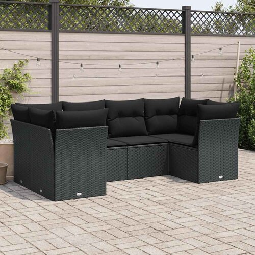  6-dijelni set vrtnih sofa s jastucima crni od poliratana Crna 62 x 62 x 69 cm Cene
