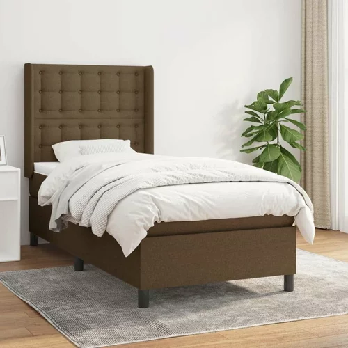  Box spring postelja z vzmetnico temno rjava 90x200 cm blago, (20901317)