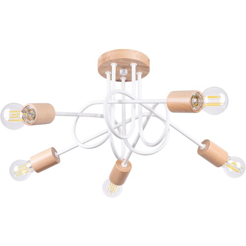 Sollux Lighting SL.1475 - Plafonski luster EMBER 5xE27/15W/230V bela/bež/buk Slike