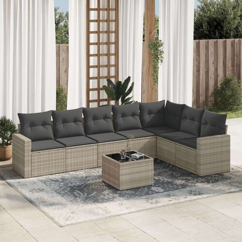 VidaXL 8-dijelni set vrtnih sofa od poliratana s jastucima svjetlosivi Slike