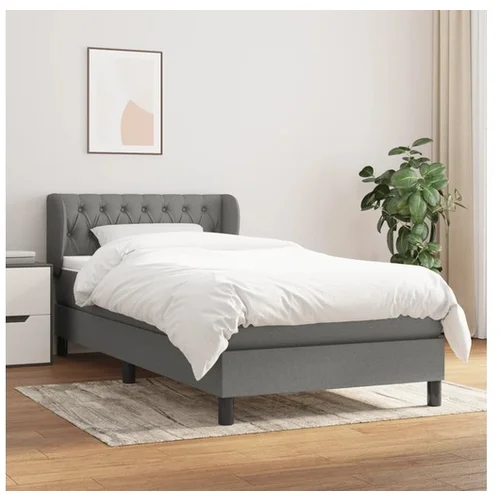 Den Box spring postelja z vzmetnico temno siva 100x200 cm blago