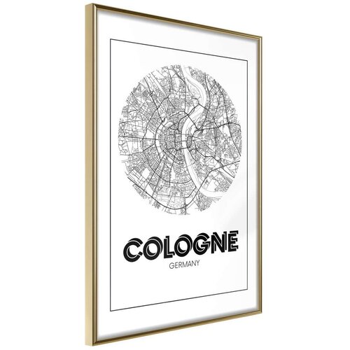  Poster - City Map: Cologne (Round) 40x60 Slike