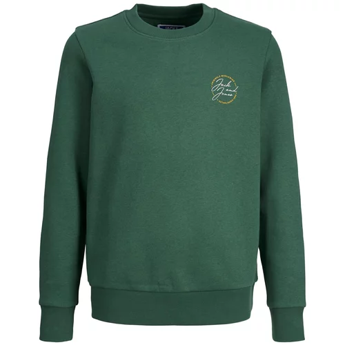 Jack & Jones Sweater majica 'Jerry' žuta / tamno zelena / bijela