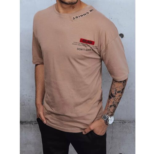 DStreet Men's T-shirt with print and cappuccino patches RX4609z Slike