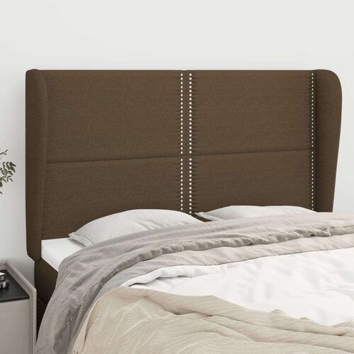  Vzglavje z u&amp;scaron;esi temno rjavo 147x23x118/128 cm blago, (20737473) Slike