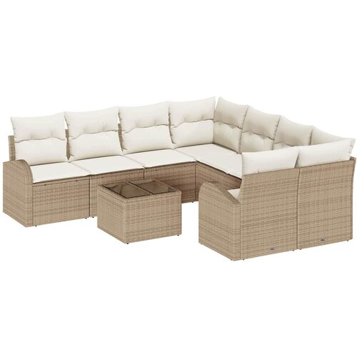  Set sofe 9 kom. 8-Broj sjedala Bež i krema poliratan 234 x 234 x 85 cm Slike