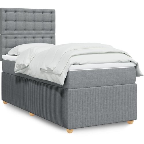 vidaXL Box spring postelja z vzmetnico svetlo siva 90x190 cm blago Cene