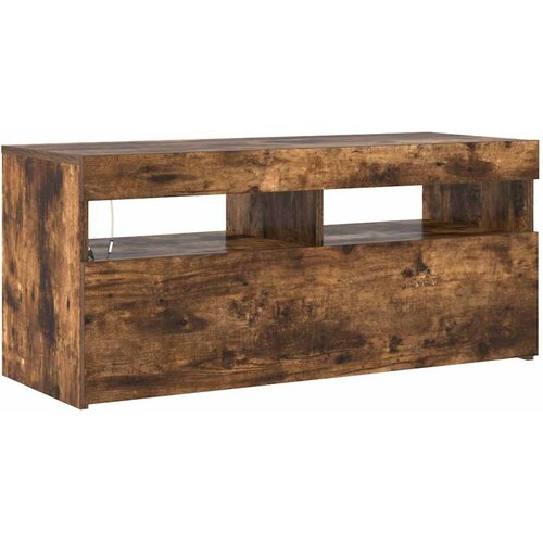  TV ormarić s LED svjetlima boja dimljenog hrasta 90x35x40 cm Smeđa Slike