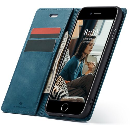 Spacecase OVITEK WALLET ZA IPHONE 7 8 SE 2020 MODER USNJEN OVITEK, (21964207) Cene