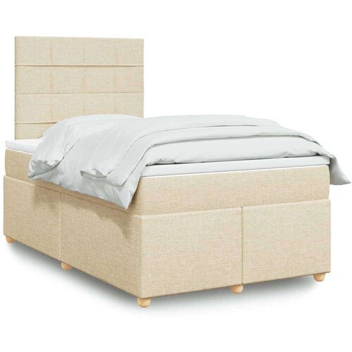 vidaXL Box spring postelja z vzmetnico krem 120x190 cm blago, (21304677) Cene