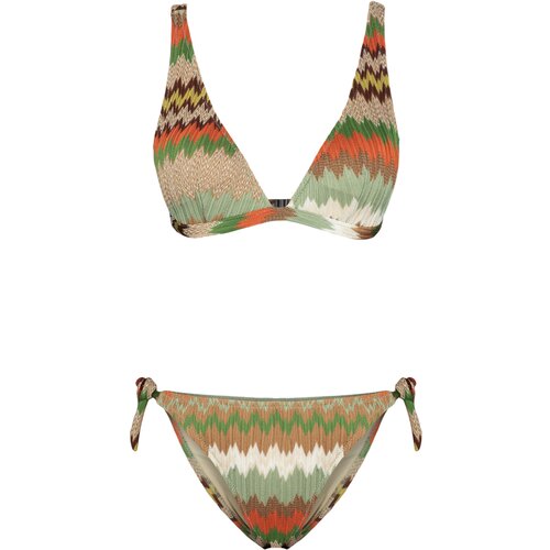 Trendyol Geometric Patterned Triangle Tie Knitwear Regular Bikini Set Cene