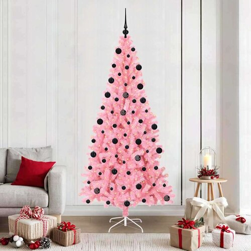 vidaXL Božično drevo med 300 LED z stojalom Roza 210 cm PVC Cene