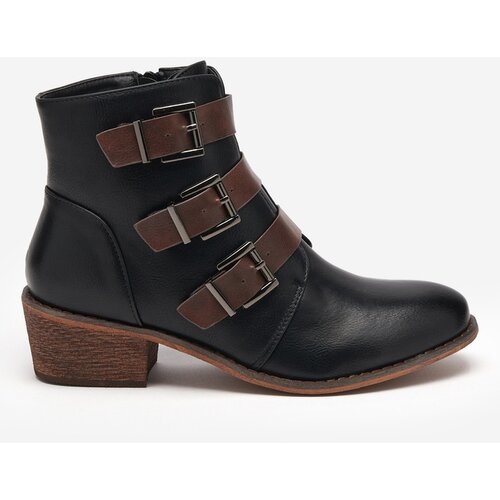 Resti Black ankle boots on a low post Asteria - Footwear Cene