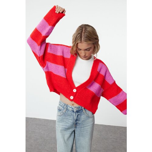 Trendyol Red Soft Texture Knitted Cardigan Slike