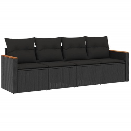 Maison Chic Seti vrtnega pohištva - Vrtna garnitura - Vrtni pohištvo set 4-delna z blazinami črna poli ratan, (21820918) Cene
