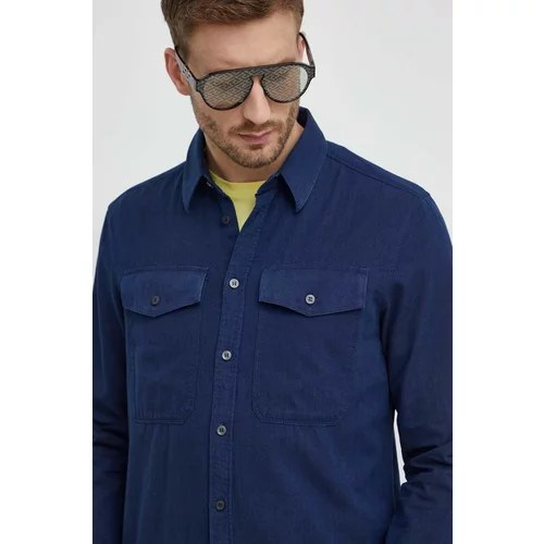 Sisley Bombažna srajca moška, mornarsko modra barva