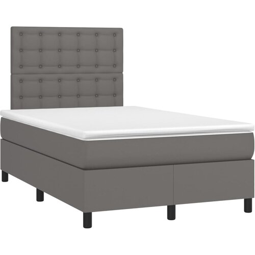 vidaXL Box spring postelja z vzmetnico siva 120x190 cm umetno usnje, (21111623) Cene