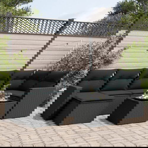 vidaXL 7-dijelni set vrtnih sofa od poliratana s jastucima crni Cijene