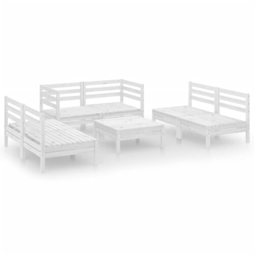 Maison Chic Seti vrtnega pohištva - Vrtna garnitura - Vrtni pohištvo set 7-delna bela trdna borovina, (21805846) Cene