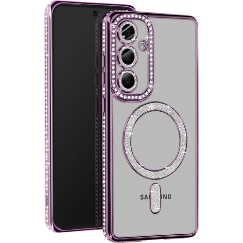AVIZAR Ohišje Diamond za Samsung Galaxy S24 FE MagSafe Obris Strass, Vijolična, (5000014348) Cene