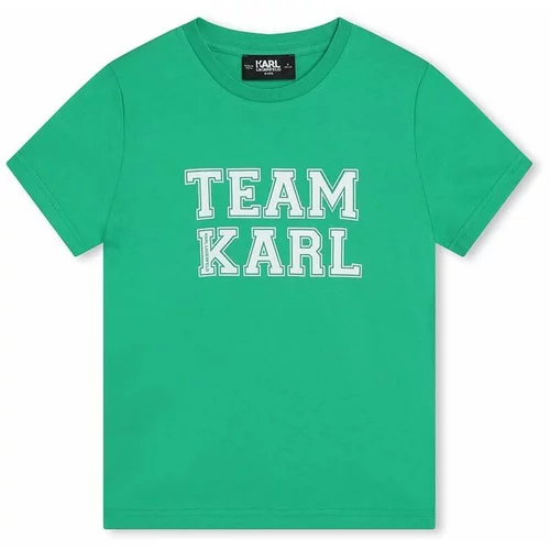 Karl Lagerfeld Otroška bombažna kratka majica turkizna barva