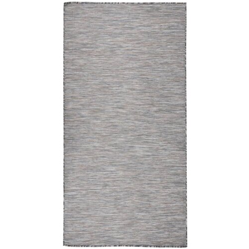  Zunanja preproga plo&amp;scaron;čato tkanje 100x200 cm rjava in modra, (20668831) Slike