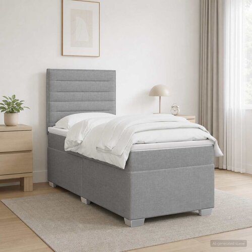  Boxspring krevet s madracem Svjetlosiva 100 x 200 cm Tkanina Cene