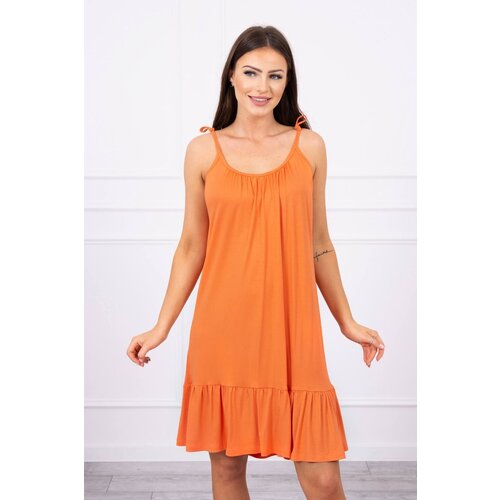 Kesi Dress with thin straps dark apricot Slike