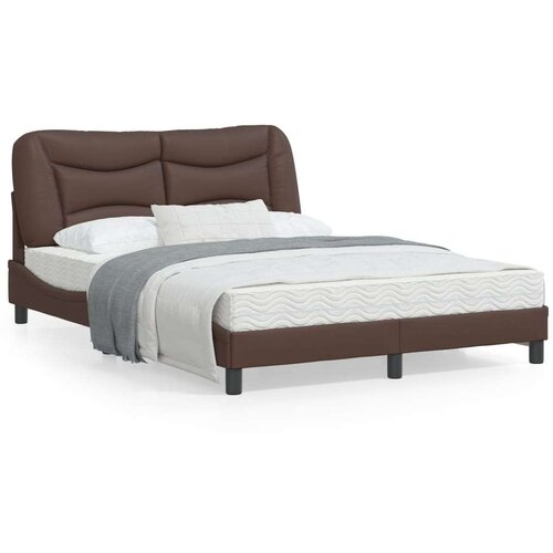  Posteljni okvir z vzglavjem rjav 140x200 cm umetno usnje, (21081974) Slike