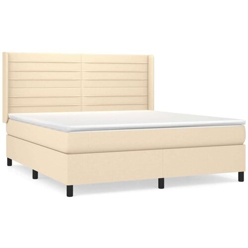  Krevet s oprugama i madracem krem 180x200 cm od tkanine Slike