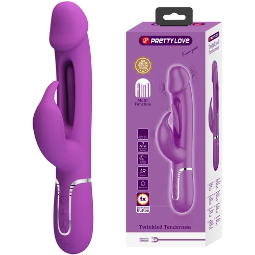 Pretty Love Kampas Twinkled Tenderness 3in1 Licking Rabbit Vibrator Purple