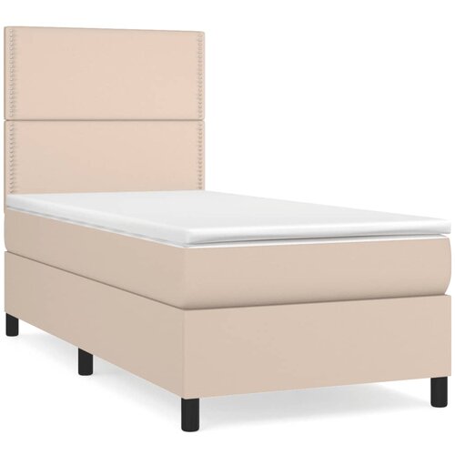 VidaXL Krevet s oprugama i madrac cappuccino 90x200 cm od umjetne kože Slike