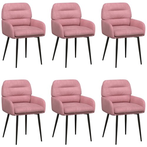 vidaXL Jedilni stoli 6 pcs Žamet Roza 59 x 59,5 x 90 cm, (5000296903) Cene