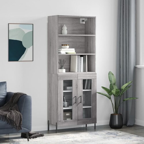 vidaXL Visoka komoda siva sonome 69 5x34x180 cm od konstruiranog drva Cijene