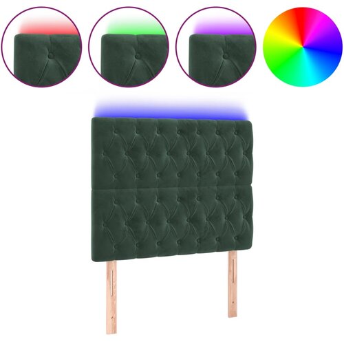 Maison Chic LED posteljno vzglavje - Vzglavna omarica temno zeleno 100x7x118/128 cm žamet, (22076955) Cene