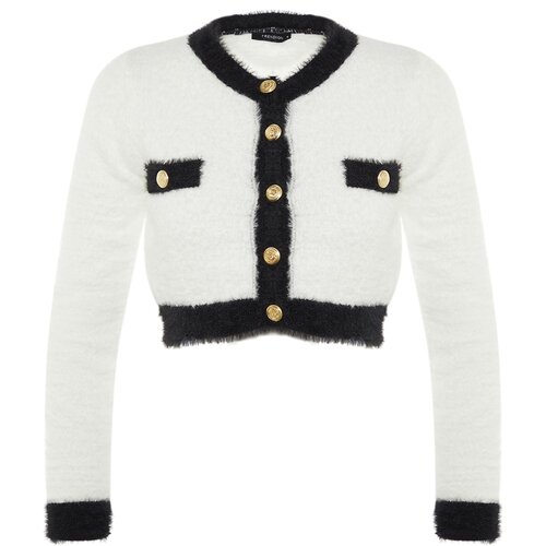 Trendyol Limited Edition Ecru Beard Yarn Knitwear Cardigan Slike