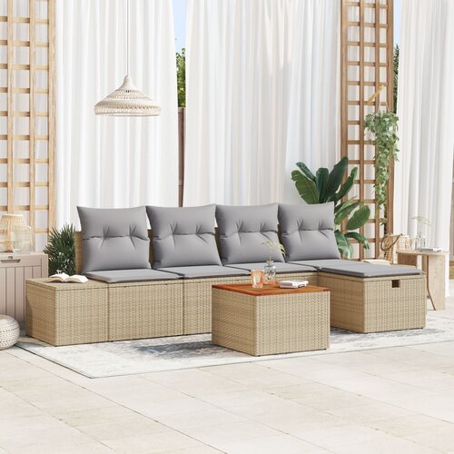 vidaXL Vrtni set sofa Set od 6 Bež, Siva Ratan, Poliester Vrtni set sofa Cene