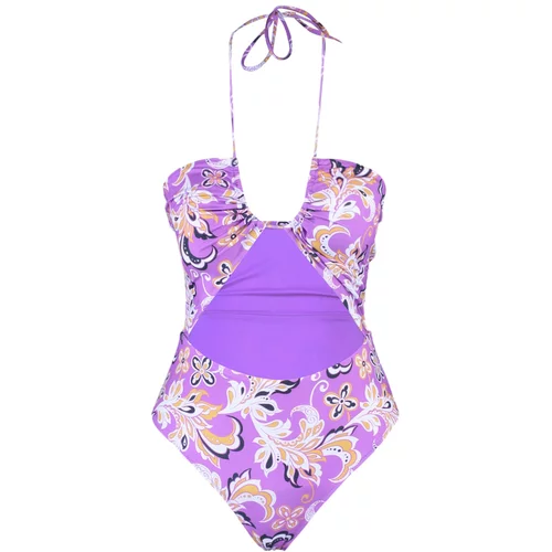 Trendyol Purple Ethnic Pattern Cut Out Detailed Swimsuit