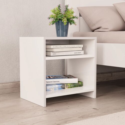 The Living Store Nočna omarica bela 40x30x40 cm iverna plo&amp;scaron;ča - Omarica Za Ob Posteljo, (21433081) Slike