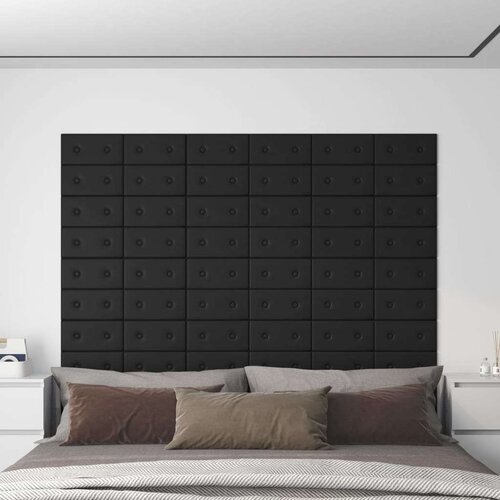  Zidne ploče od umjetne kože 12 kom crne 30 x 15 cm 0 54 m&amp;sup2; Slike
