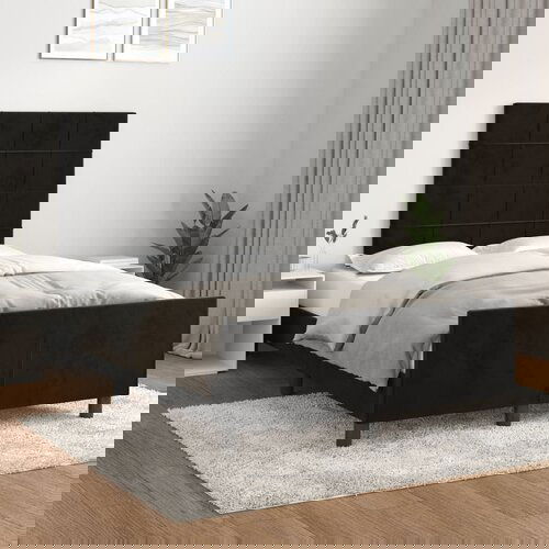  The Living Store Posteljni okvir z vzglavjem črn 120x190 cm žamet - Posteljni Okvir Z Vzglavjem, (21489410) Slike