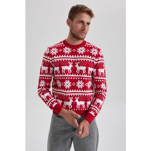 Defacto New Year's Themed Standard Fit Patterned Crew Neck Sweater Cijene