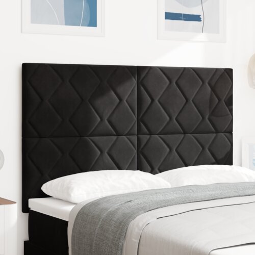 LED vzglavje z LED lučmi Geometrični Črna 144 cm Žamet, (5000043984) Cene