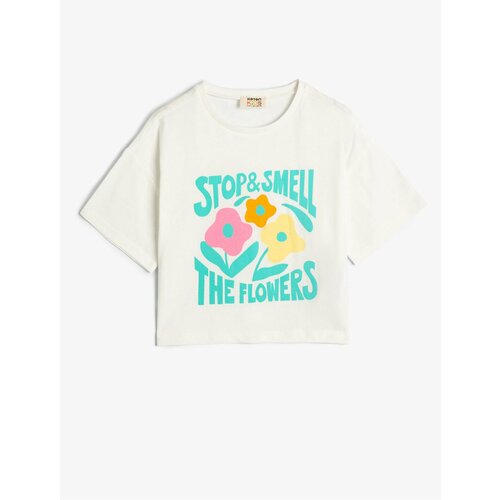 Koton Floral T-Shirt Short Sleeve Crew Neck Slogan Printed Cotton Slike
