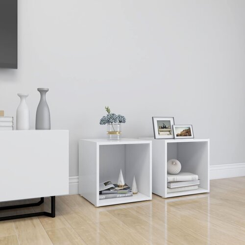 VidaXL TV omarice 2 kosa bele 37x35x37 cm iverna plo&amp;scaron;ča Slike