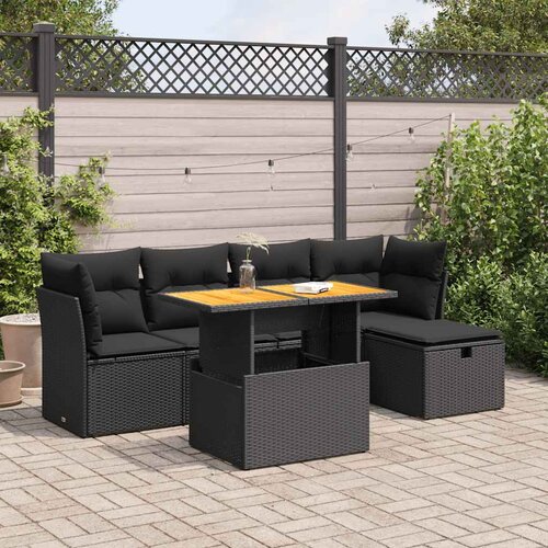  6-dijelni set vrtnih sofa s jastucima crni od poliratana bagrem Cene